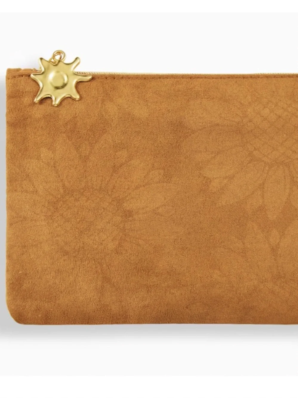 Ipsy Faux Brown Suede Glam Cosmetic Bag